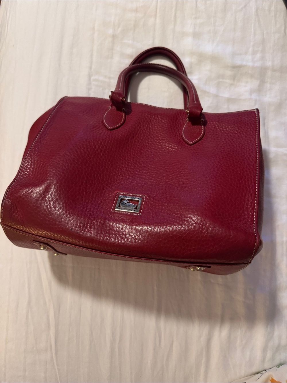 Dooney & Bourke Red Pebbled Leather Satchel Shoulder Bag